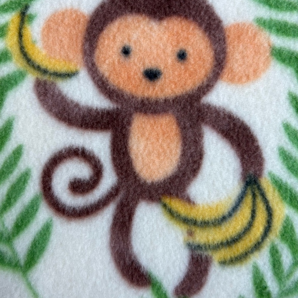 Handmade Baby Blanket 2-Ply Fleece Crochet Edging Monkey Toddler Stroller Lovey - Picture 4 of 4